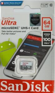Micro SDXC (64 GB), 100 Mbps, Sandisk Ultra